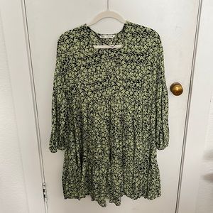 Zara short flower dress, long sleeve